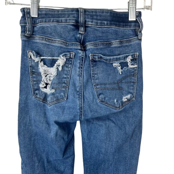 American Eagle Womens Hi-Rise Jegging Blue Distressed Size 000 - Picture 8 of 15